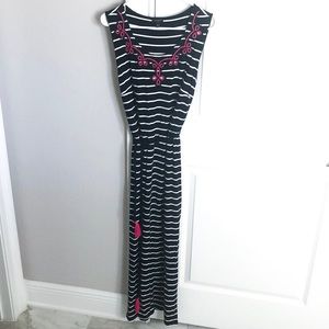 NWOT Talbots Navy Blue Striped Maxi Dress